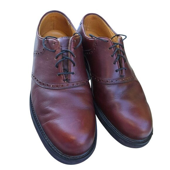 Florsheim Mens Burgundy Leather Wingtip Oxfords Size 9D Comfortech Vibram JJ4144 - Picture 1 of 7
